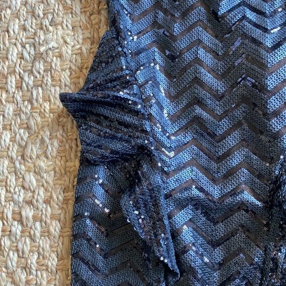 Bebe Black Sequence Dress with Side Ruffles - Picture 5 of 10